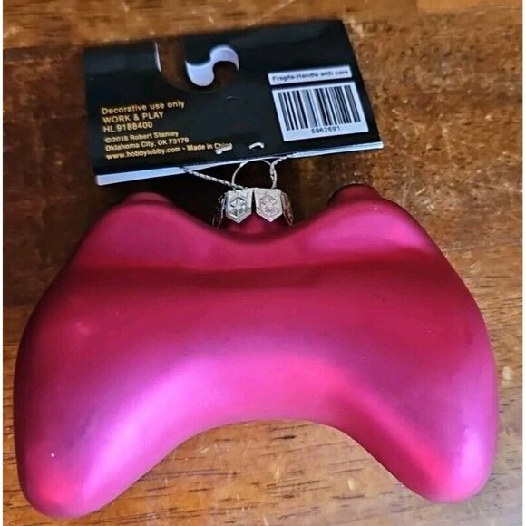 ROBERT STANLEY Pink Blown Glass XBOX Video Game Controller Christmas Ornament 4" - Picture 3 of 3